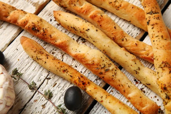 Tasty Italian Grissini Light Wooden Background Closeup — Stock Photo, Image