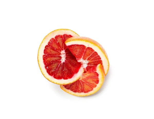 Gustose Fette Frutta Arancio Sangue Sfondo Bianco — Foto Stock