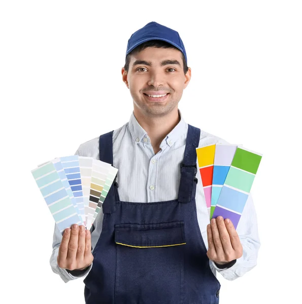 Male Painter Color Palettes White Background — Stockfoto
