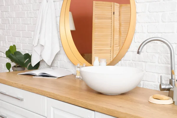 Sink Bath Accessories Table Bathroom — Stok Foto