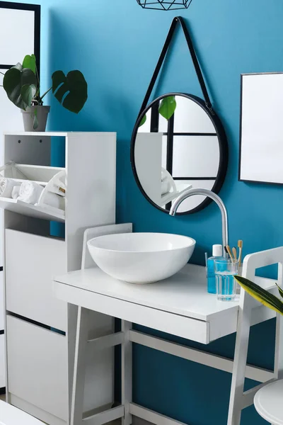 Interior Bathroom Sink Table Mirror — Photo
