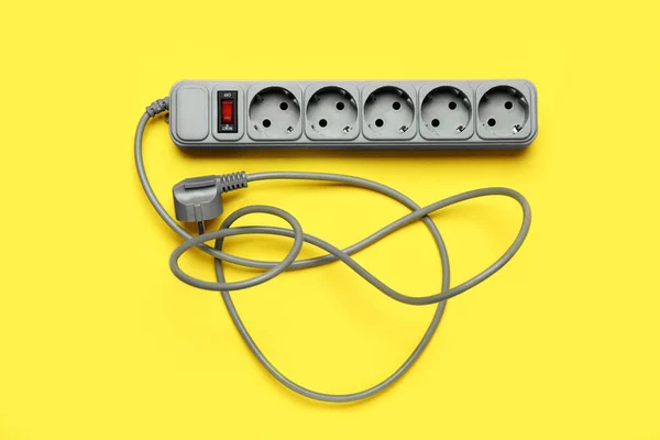 Electric Extension Cord Yellow Background — Stock Photo, Image