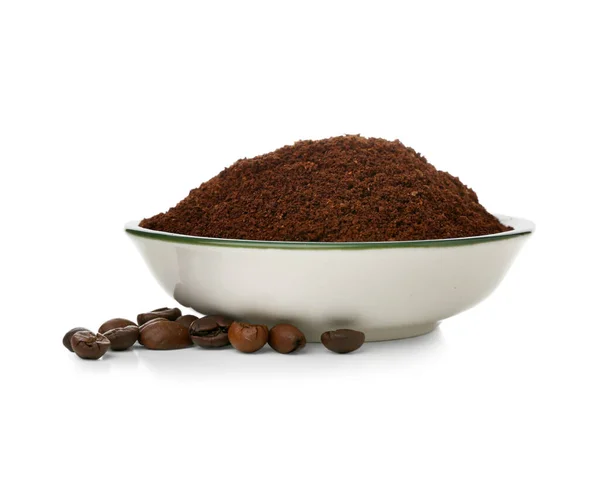 Bowl Coffee Powder Isolated White Background — Stock Photo, Image