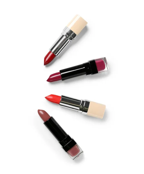 Set Different Lipsticks White Background — Stock Photo, Image