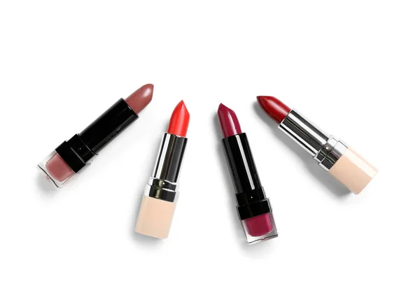 Set Different Lipsticks White Background — Stock Photo, Image