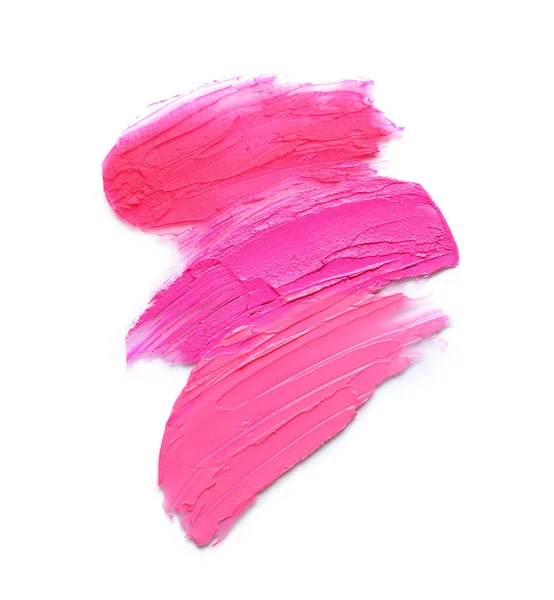 Pinker Lippenstift Streicht Auf Weißem Hintergrund — Stockfoto