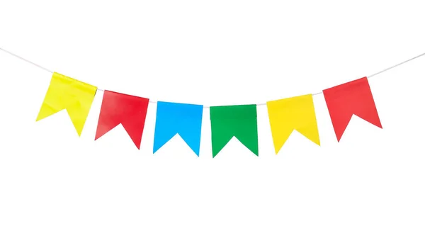 Bandeiras Coloridas Para Festa Junina Fundo Branco — Fotografia de Stock