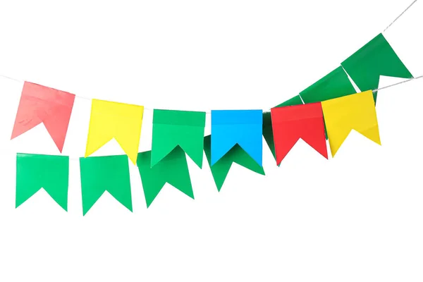 Bandeiras Coloridas Para Festa Junina Fundo Branco — Fotografia de Stock