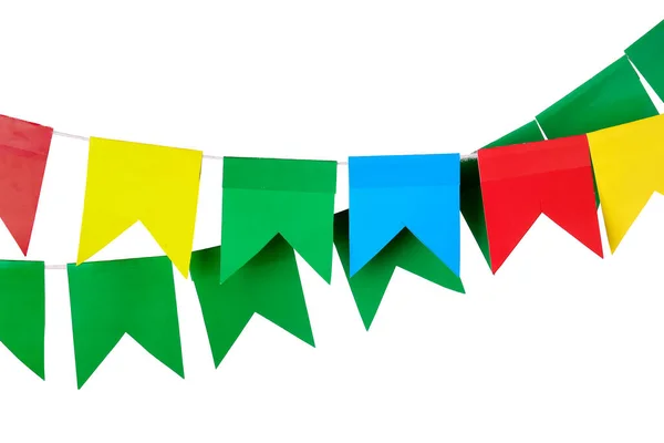 Banderas Coloridas Para Festa Junina Sobre Fondo Blanco — Foto de Stock