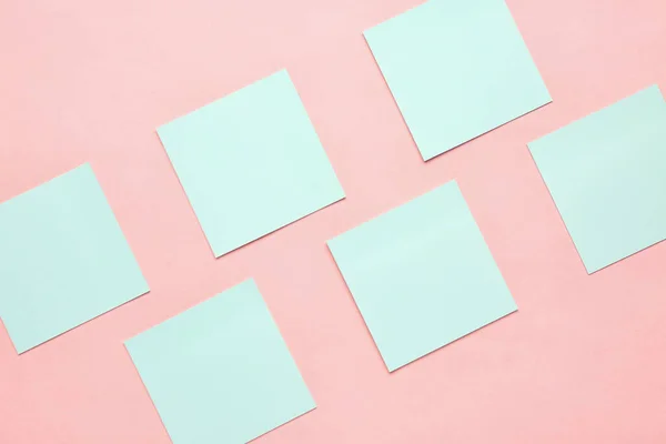 Blue Sticky Notes Pink Background — Stock Photo, Image