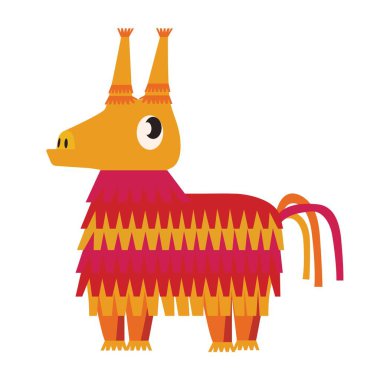 Beyaz arka planda eşek şeklinde Meksika pinyatası