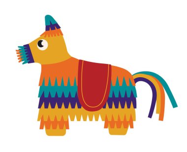 Beyaz arka planda eşek şeklinde Meksika pinyatası