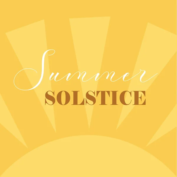 Texto Summer Solstice Sobre Fundo Amarelo —  Vetores de Stock