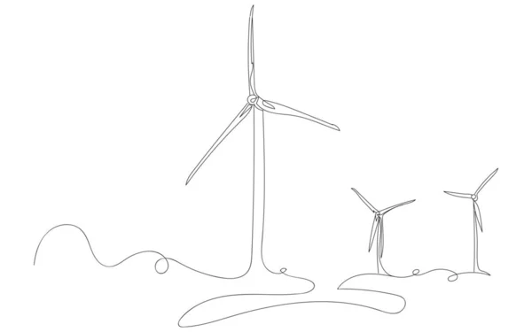 Drawn Windmills White Background — Stock Vector