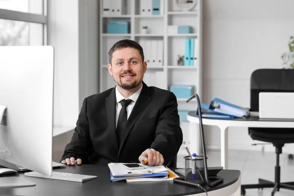 Male Accountant Sitting Table Office — Stock Photo, Image