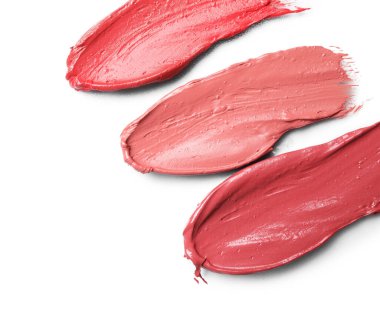 Beyaz arkaplanda ruj izleri, yakın plan