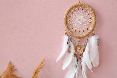 Pembe duvarda asılı düş kapanı