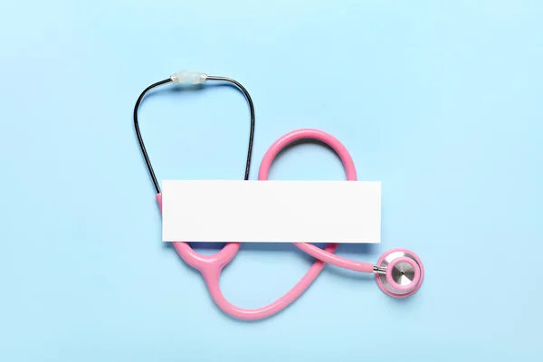 Blank Sheet Paper Stethoscope Color Background Melanoma Concept — Stock Photo, Image