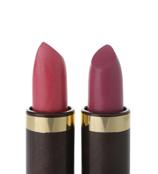 Beautiful Lipsticks Isolated White Background Closeup — Stock Photo, Image