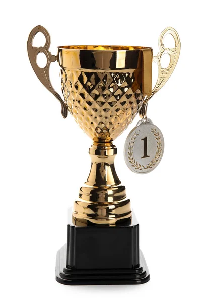 Gold Cup First Place Medal White Background — Stock Photo, Image