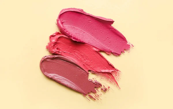 Lipstick Strokes Beige Background — Stock Photo, Image