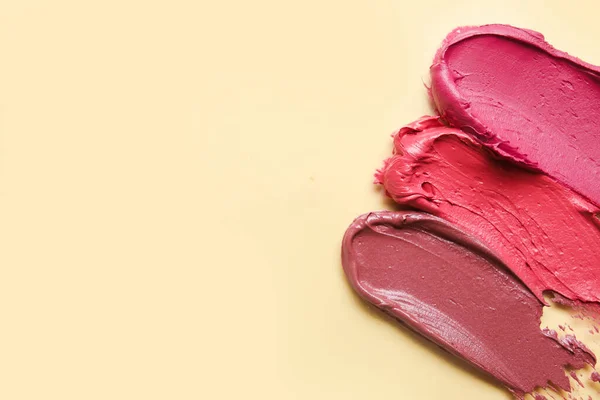 Lipstick Strokes Beige Background — Stock Photo, Image