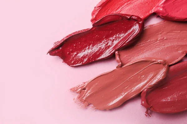 Lipstick Strokes Pink Background Closeup — Stock Photo, Image