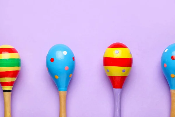 stock image Mexican maracas on lilac background