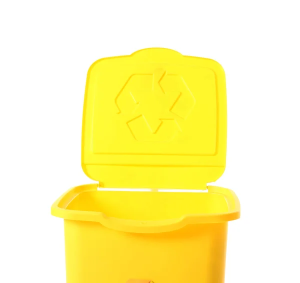 Yellow Container Garbage Isolated White Recycling Concept — Stock Photo, Image