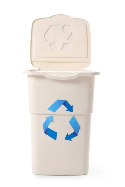 Recipiente Para Lixo Isolado Branco Conceito Reciclagem — Fotografia de Stock