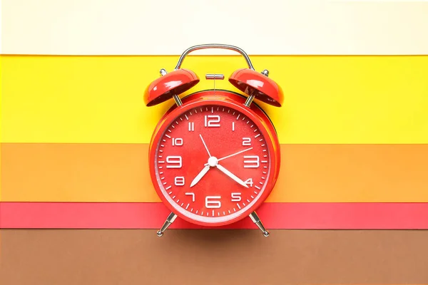Relógio Alarme Vermelho Fundo Cor — Fotografia de Stock