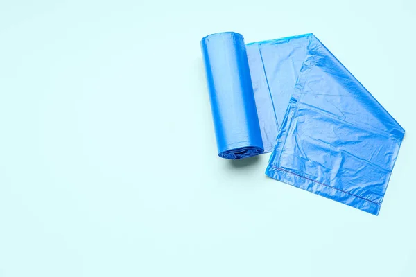 Roll Garbage Bags Blue Background — Stock Photo, Image