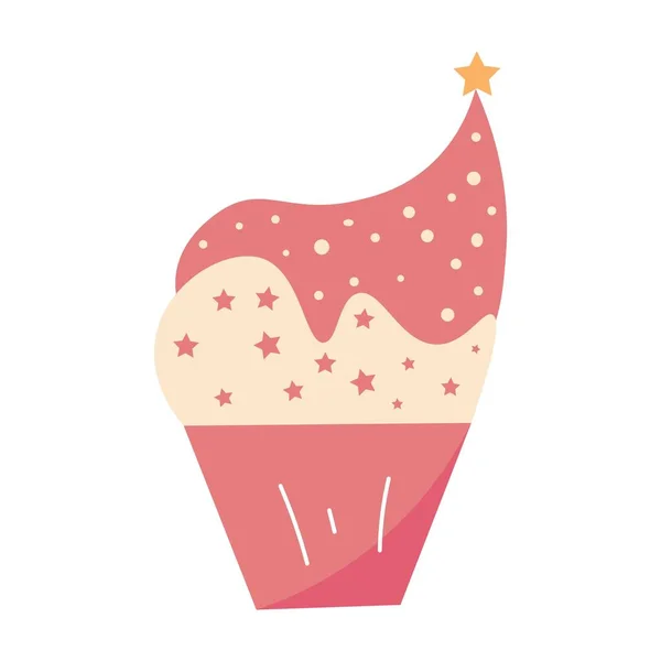 Délicieux Cupcake Anniversaire Sur Fond Blanc — Image vectorielle