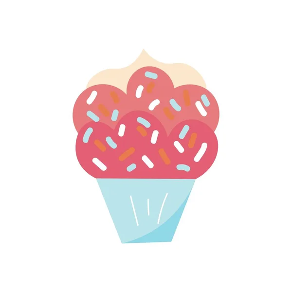 Délicieux Cupcake Anniversaire Sur Fond Blanc — Image vectorielle