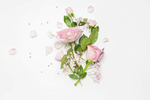 Mooie Roze Bloemen Witte Achtergrond — Stockfoto