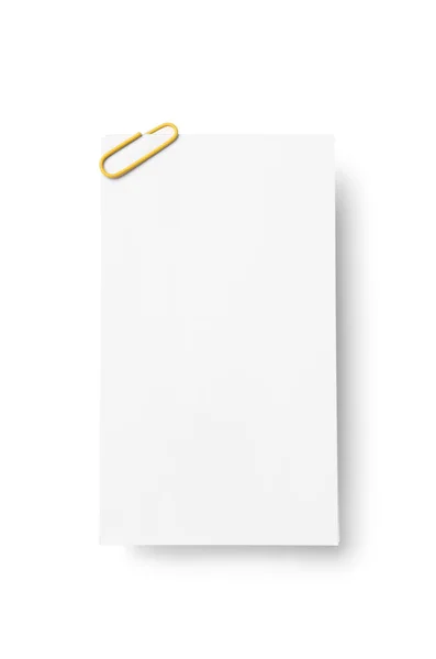 Foglio Carta Con Clip Sfondo Bianco — Foto Stock
