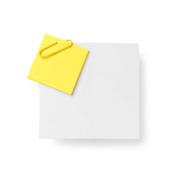 Notas Adhesivas Coloridas Con Clip Papel Sobre Fondo Blanco — Foto de Stock