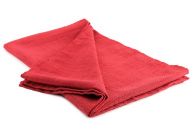 Beyaz arkaplanda kırmızı katlanmış peçete