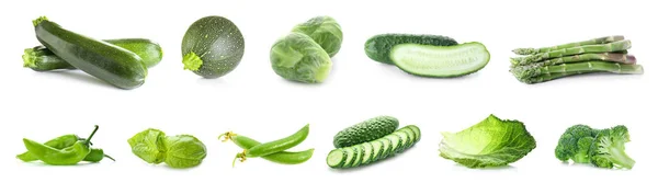 白を基調とした緑野菜のセット — ストック写真