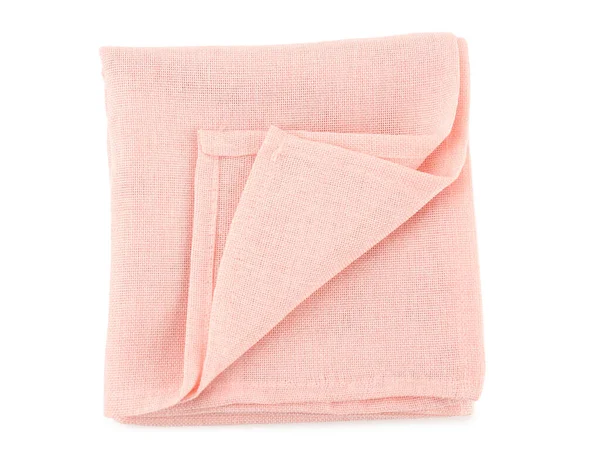 Folded Pink Napkin White Background — Stock Photo, Image