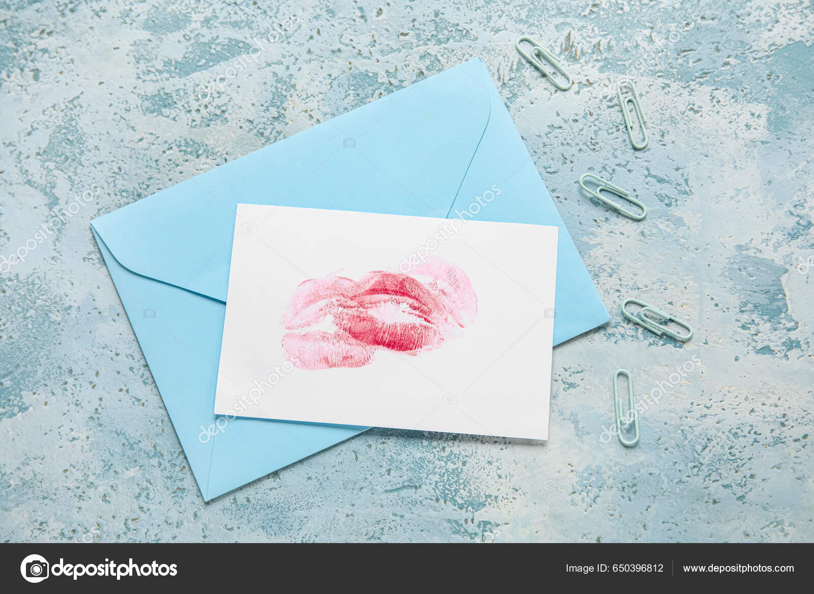 Envelope Lipstick Kiss Marks Grunge Background Stock Photo by ©serezniy