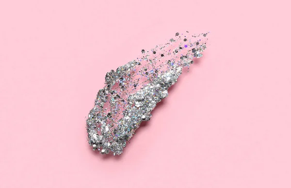 Silver Glitter Stroke Pink Background — Stock Photo, Image