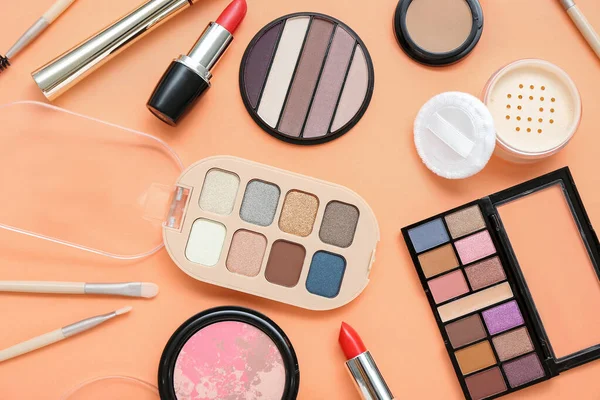 Decorative Cosmetics Eyeshadows Color Background — Stock Photo, Image