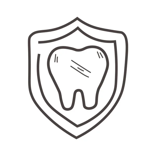 Gezogenes Schild Mit Zahn Auf Weißem Hintergrund — Stockvektor