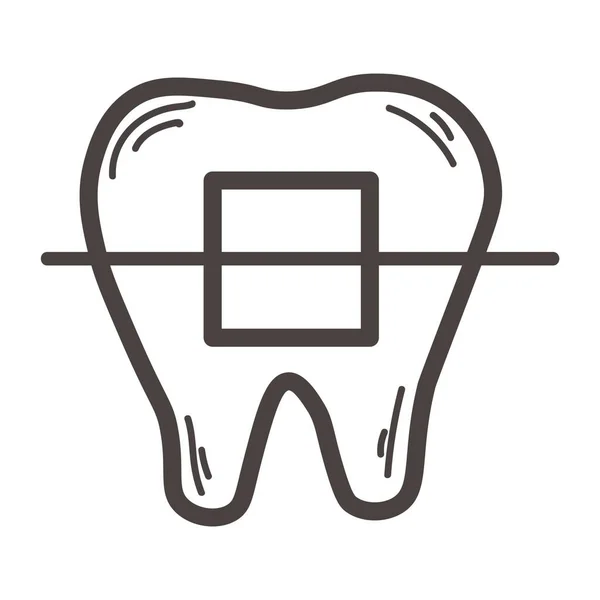 Zahn Mit Zahnspange Auf Weißem Hintergrund — Stockvektor