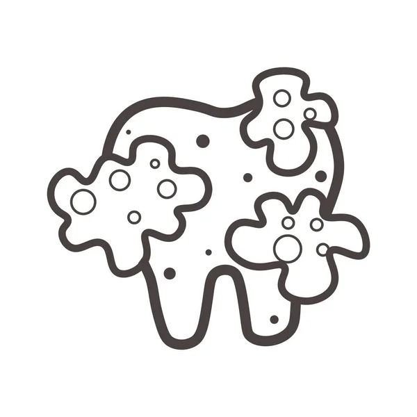 Δόντι Και Βακτήρια Λευκό Φόντο — Διανυσματικό Αρχείο