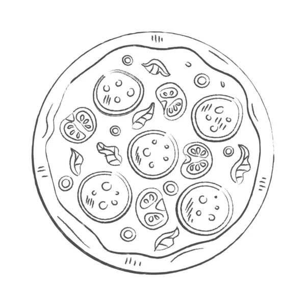 Традиционная Итальянская Пицца Белом Фоне — стоковый вектор