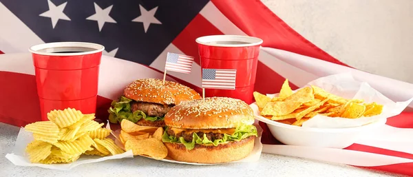 American Traditional Food Usa Flag Light Background Memorial Day Celebration — Stock Photo, Image