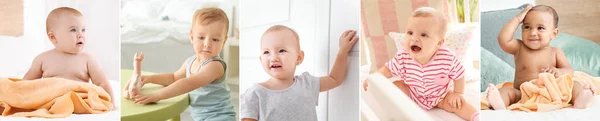 Kolaż Cute Małych Dzieci Domu — Zdjęcie stockowe