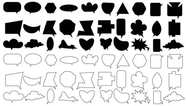 Beyaz arkaplanda farklı sohbet kutuları kümesi